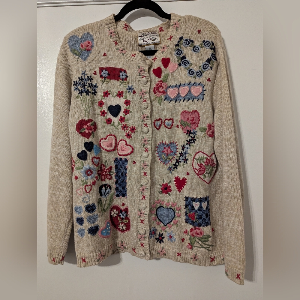 Heirloom Collectibles Vintage Embroidered Cardigan - Size Medium